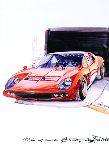 보우 스포츠카 아트 포스터 - 람보르기니 이오타